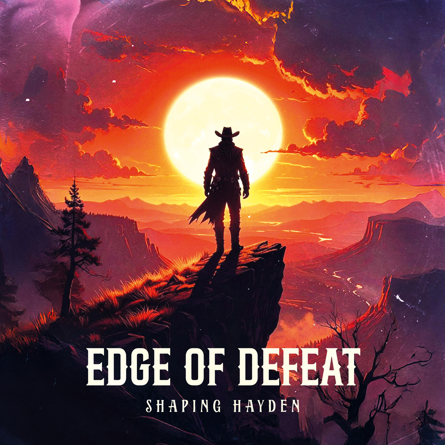 Album cover for shaping hayden new album Edge of defeat Dark gritty storytelling country music rock music