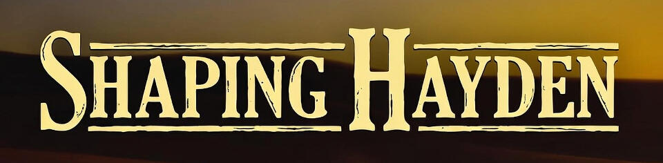 Shaping Hayden Tales From Virginia City album cover artwork showing Duke Monroe and Rose Delany in Virginia city - sheriff Harlan Mercer in the background with his gallows